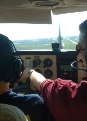 Jimmy and Danny flying with instructor
